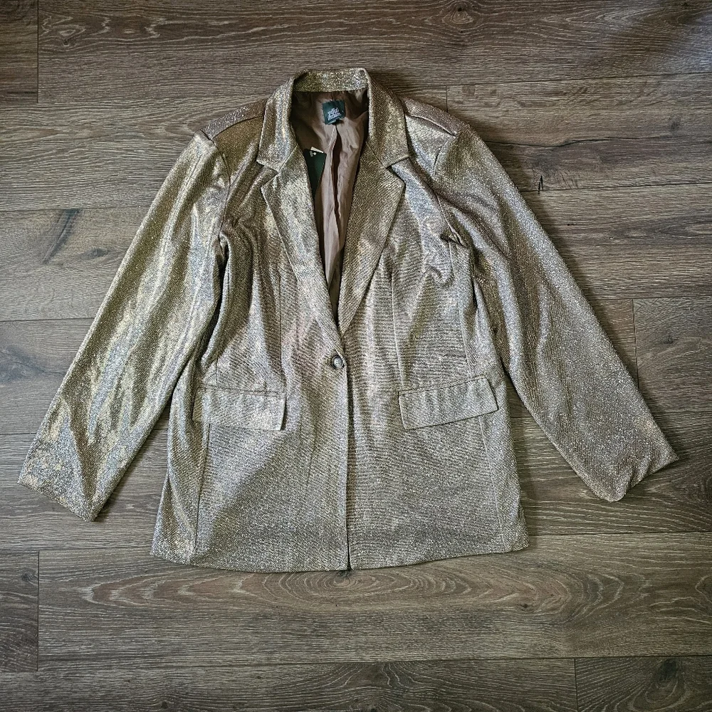 NWT Wild Fable Sparkly Gold New Years Eve Holiday Party Blazer Pants & Purse Set - Picture 11 of 15